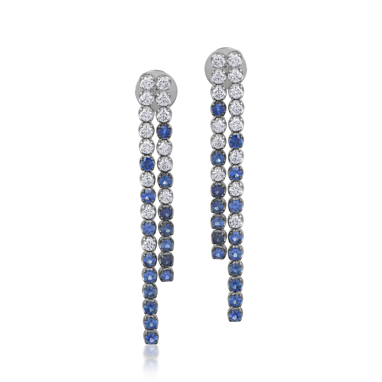 Cercei din aur alb cu safire de 2.23ct si diamante de 1.4ct
