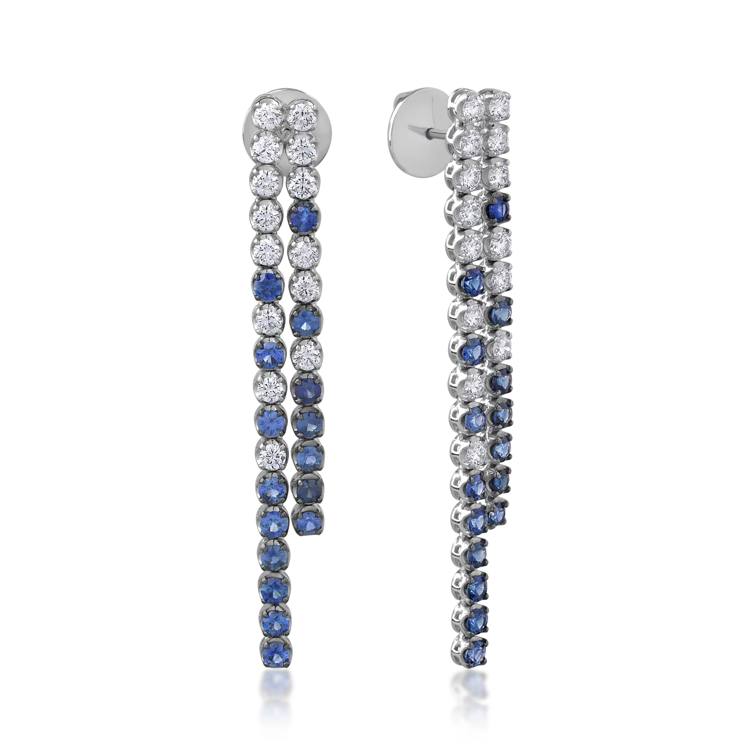 Cercei din aur alb cu safire de 2.23ct si diamante de 1.4ct