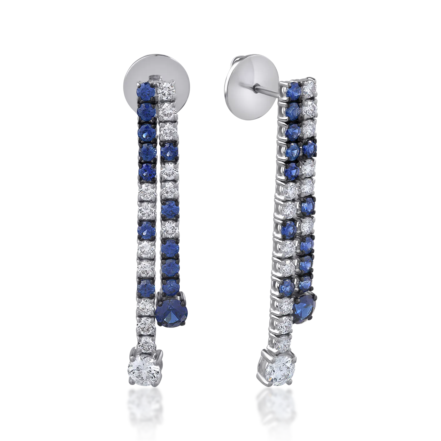 18K white gold earrings with 1.84ct sapphires and 1.4ct diamonds