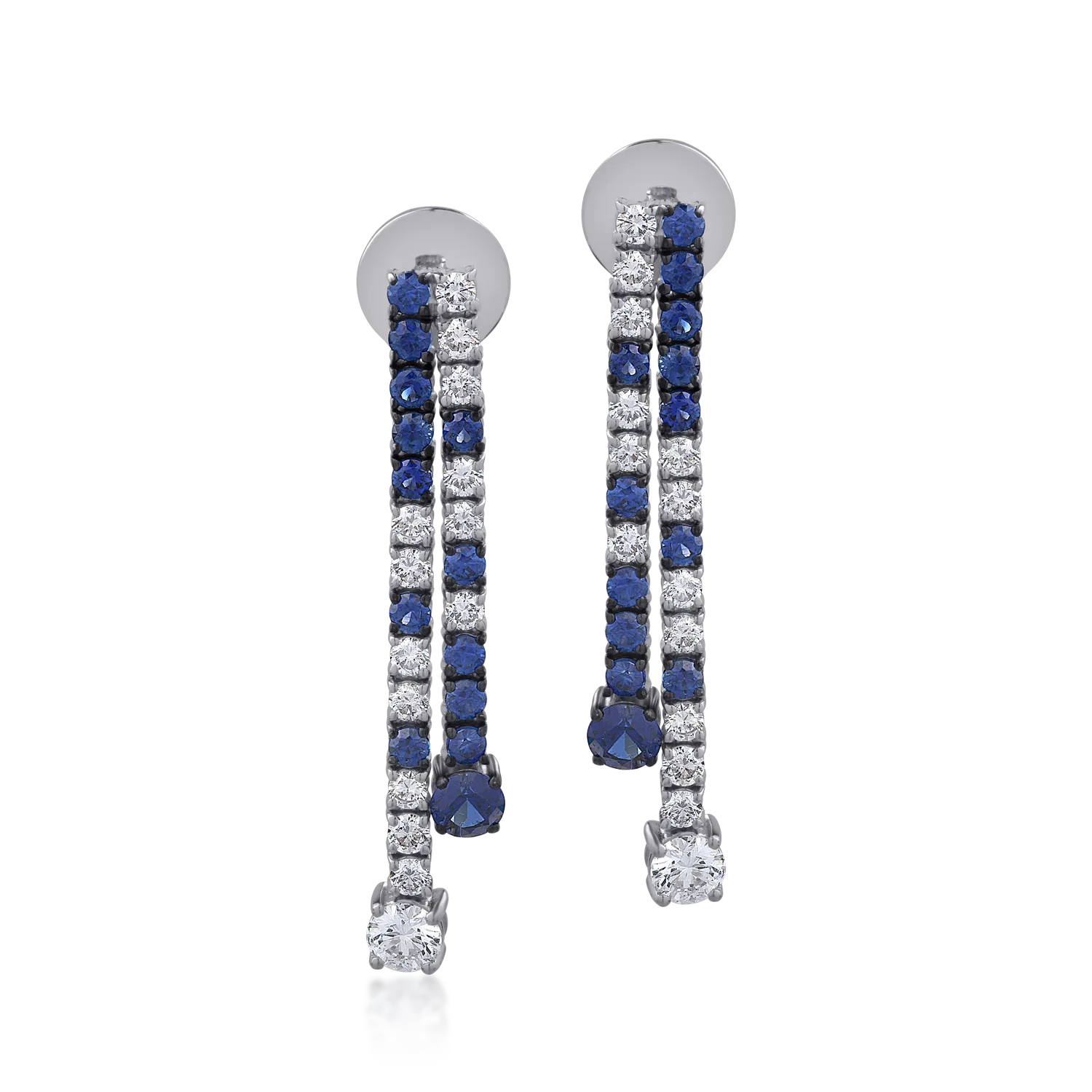 Cercei din aur alb cu safire de 1.84ct si diamante de 1.4ct