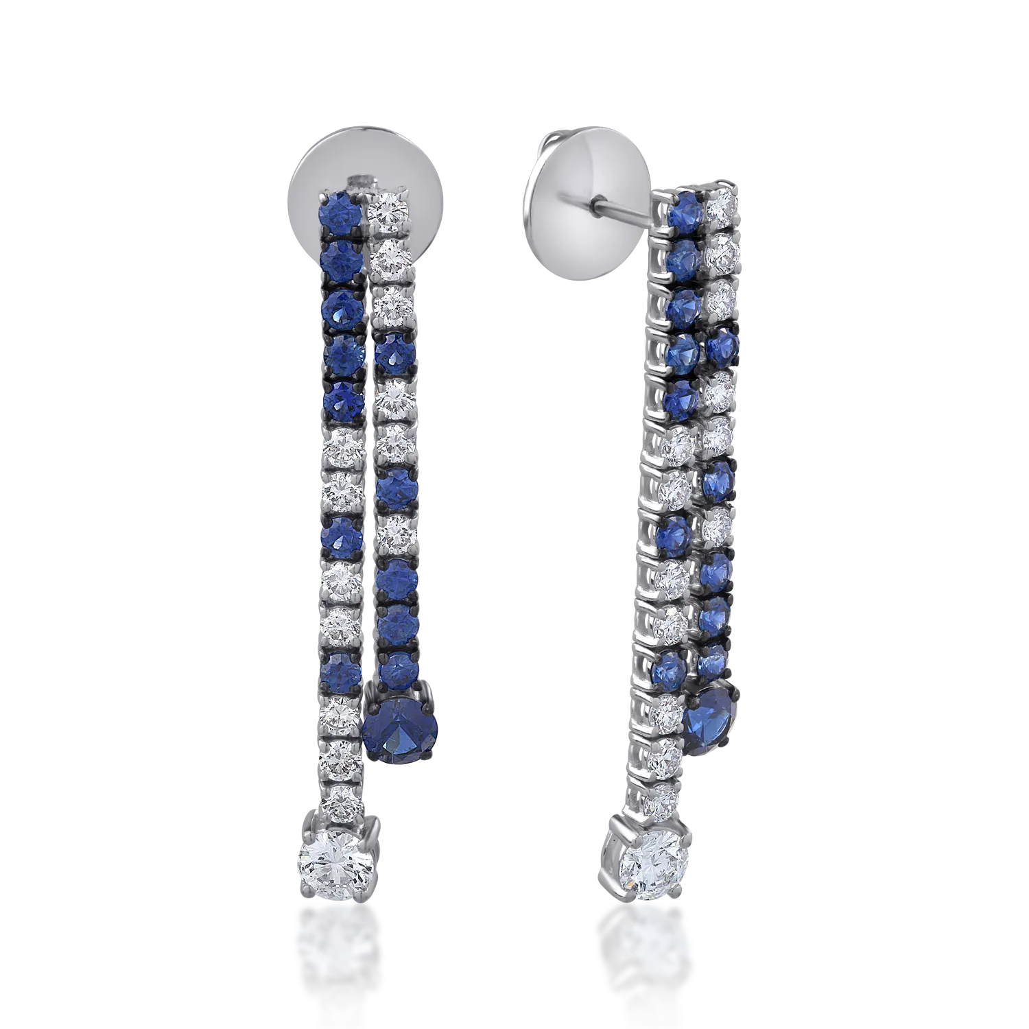 Обеци от 18K бяло злато с 1.84ct сапфири и 1.4ct диаманти