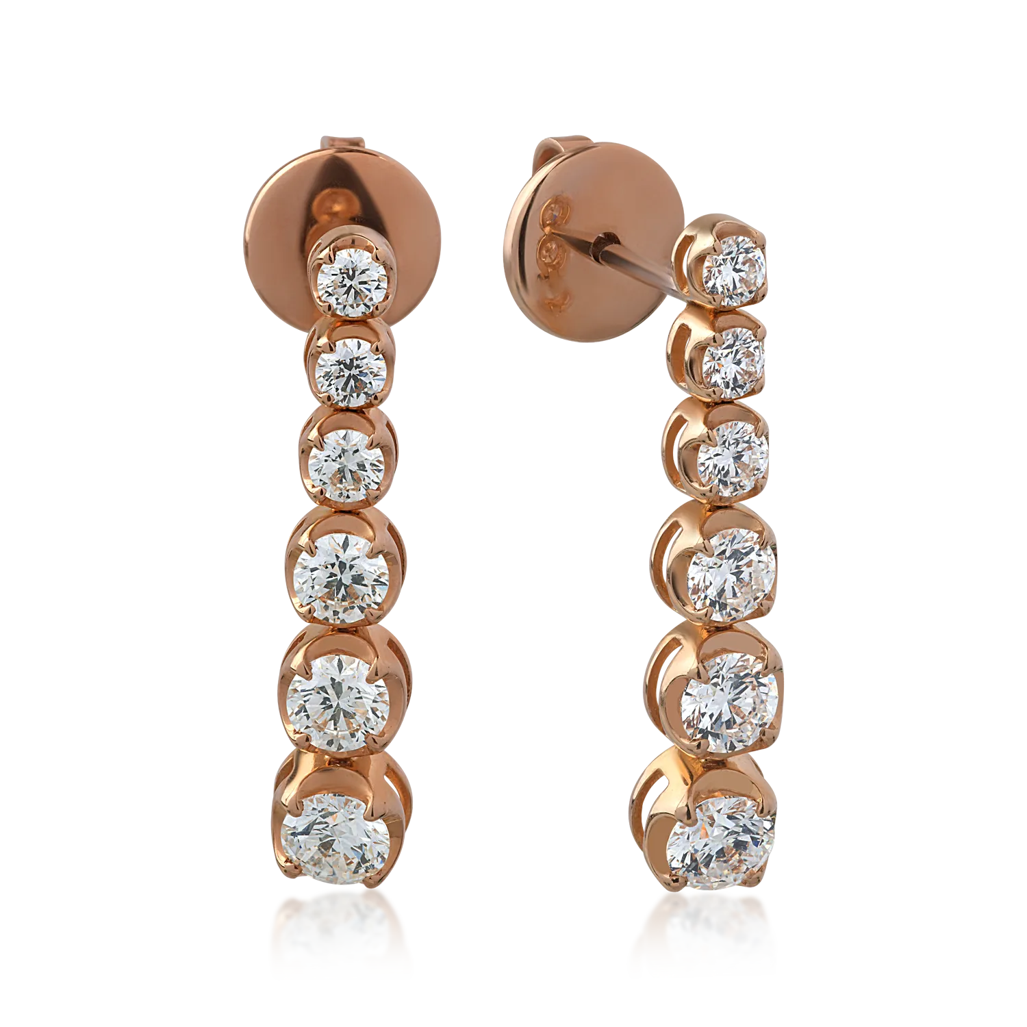 18K rose gold earrings with 1.15ct diamonds