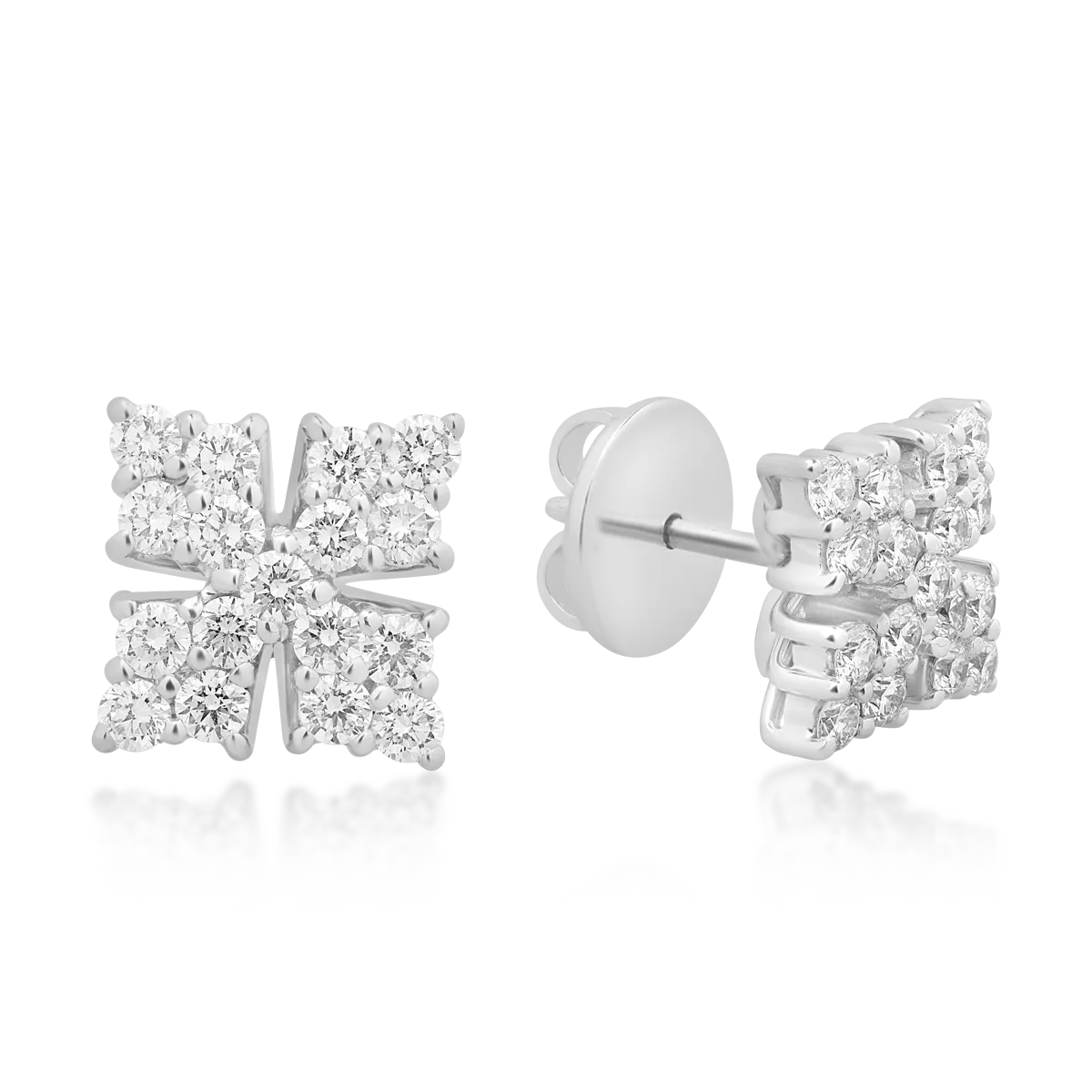 Обеци от 18K бяло злато с диаманти 0.96ct