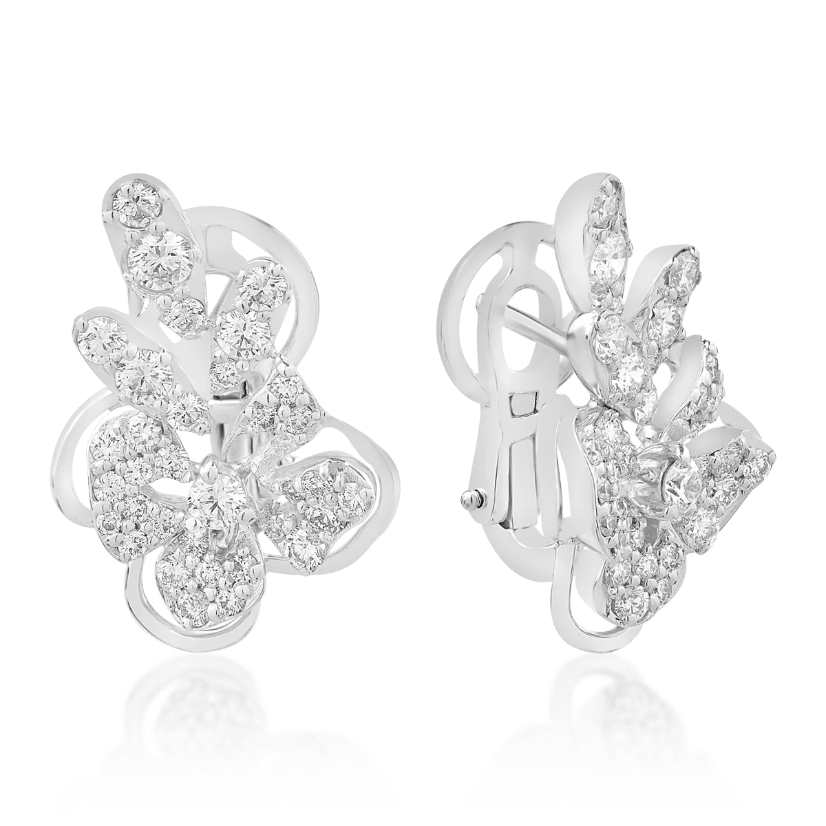 Cercei din aur alb cu diamante de 1.18ct