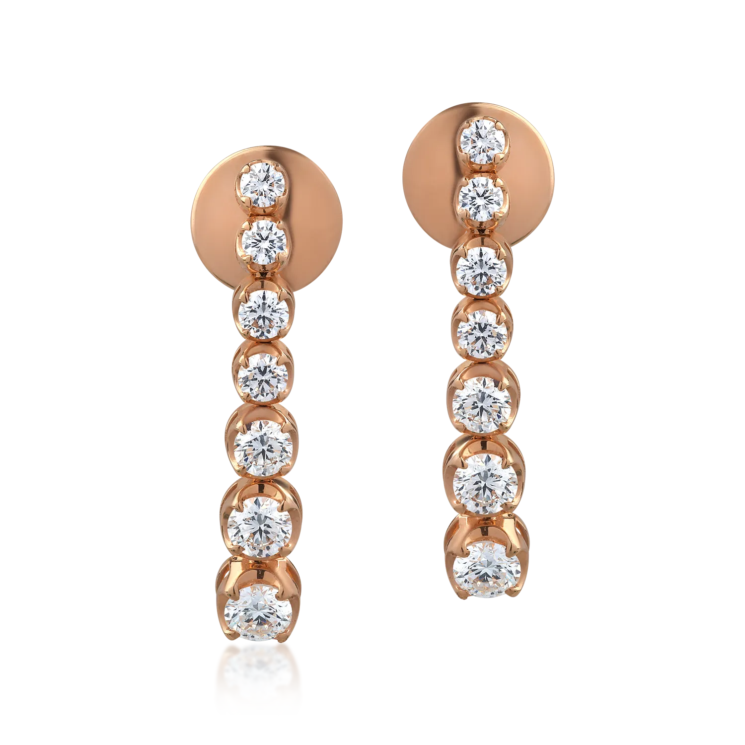 18K rose gold earrings with 1.3ct diamonds