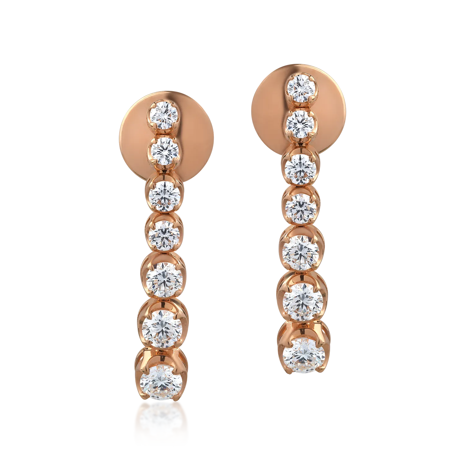 Cercei din aur roz cu diamante de 1.3ct