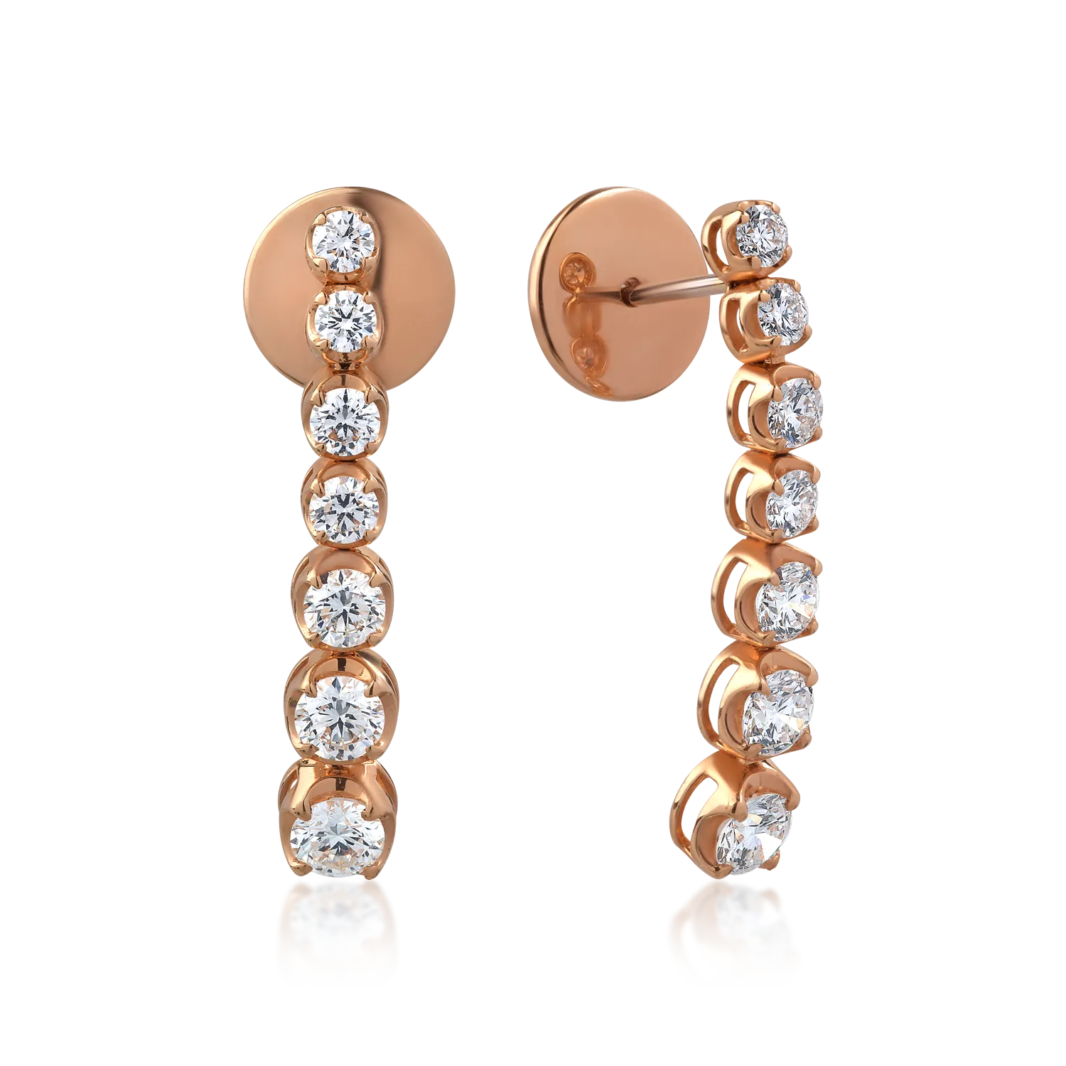 Обеци от 18K розово злато с 1.3ct диаманти