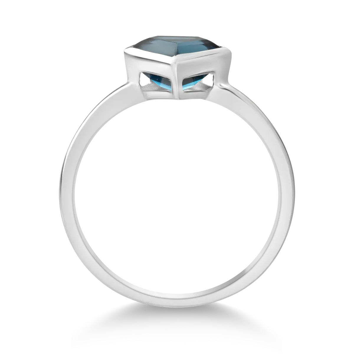 18K white gold ring with 1.6ct london blue topaz