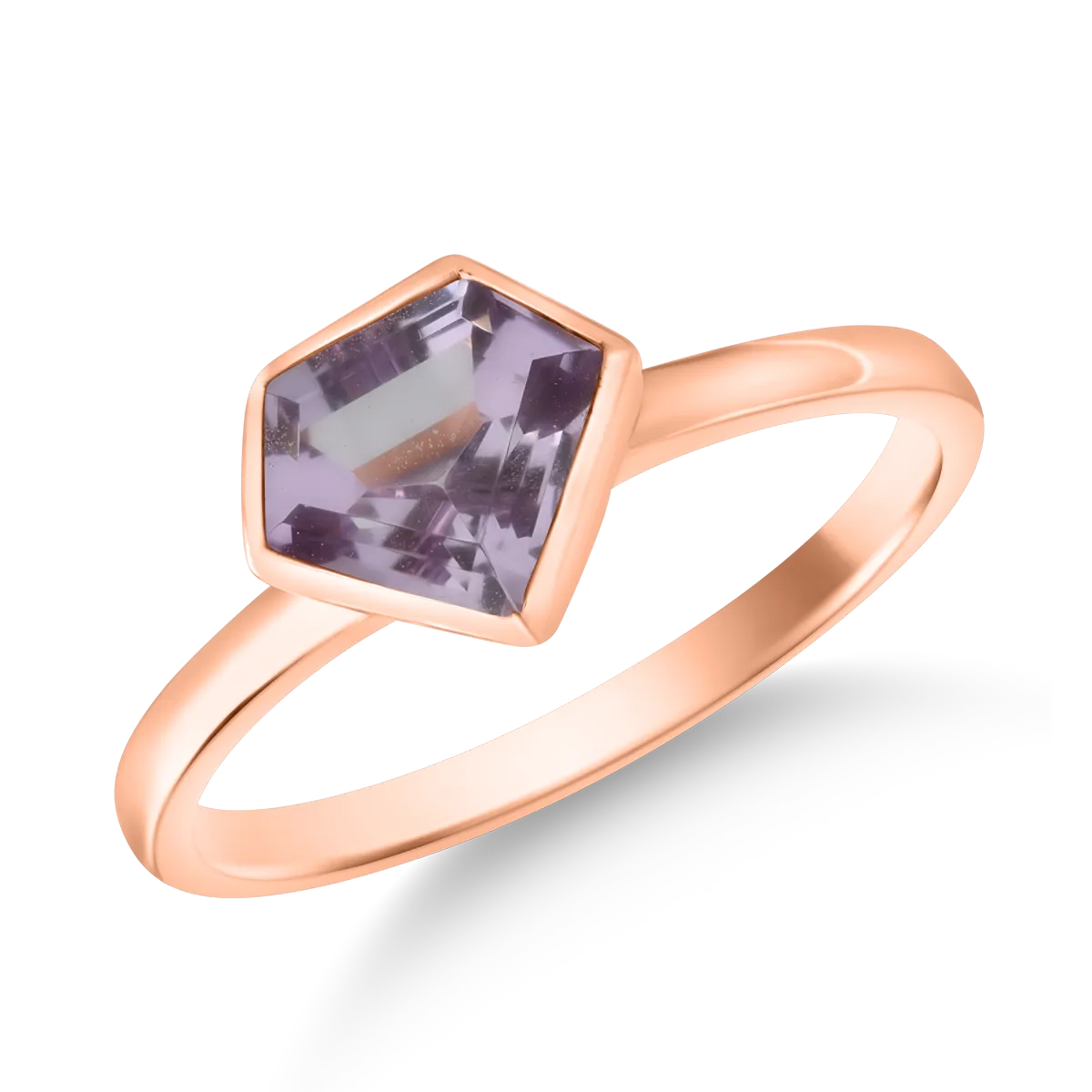 18K rose gold ring with 1.34ct pink amethyst