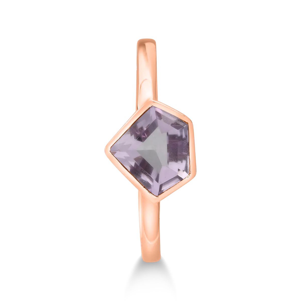 18K rose gold ring with 1.34ct pink amethyst