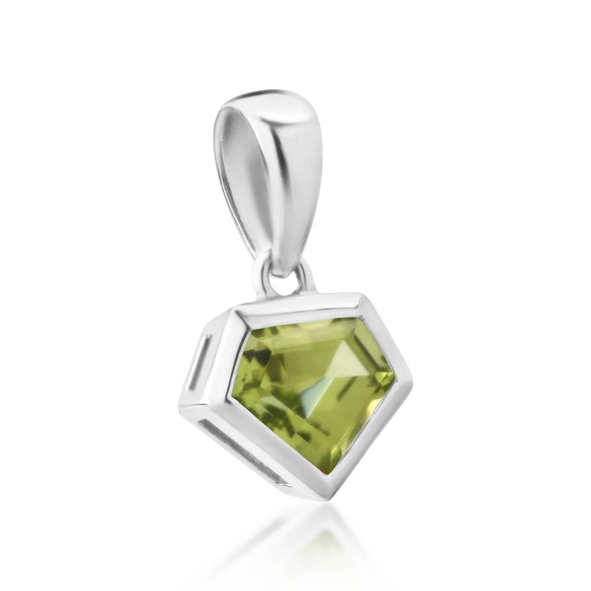 Pandantiv din aur alb de 18K cu peridot de 0.61ct