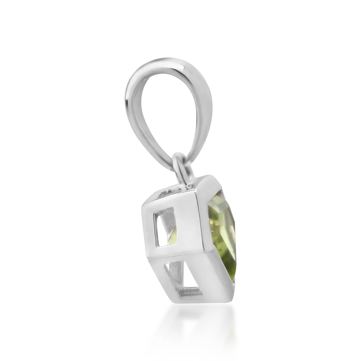 Pandantiv din aur alb de 18K cu peridot de 0.61ct