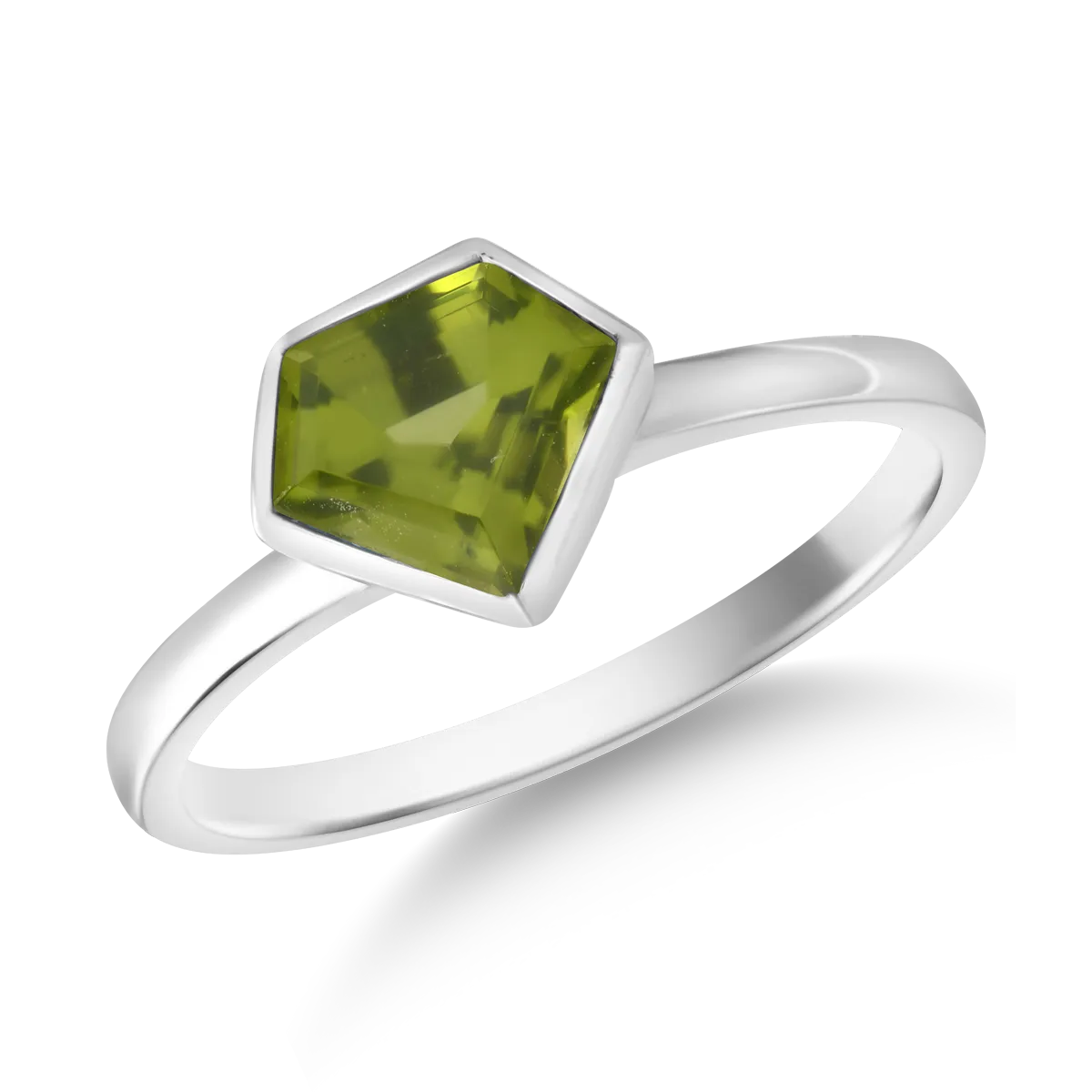 18K white gold ring with 1.5ct peridot