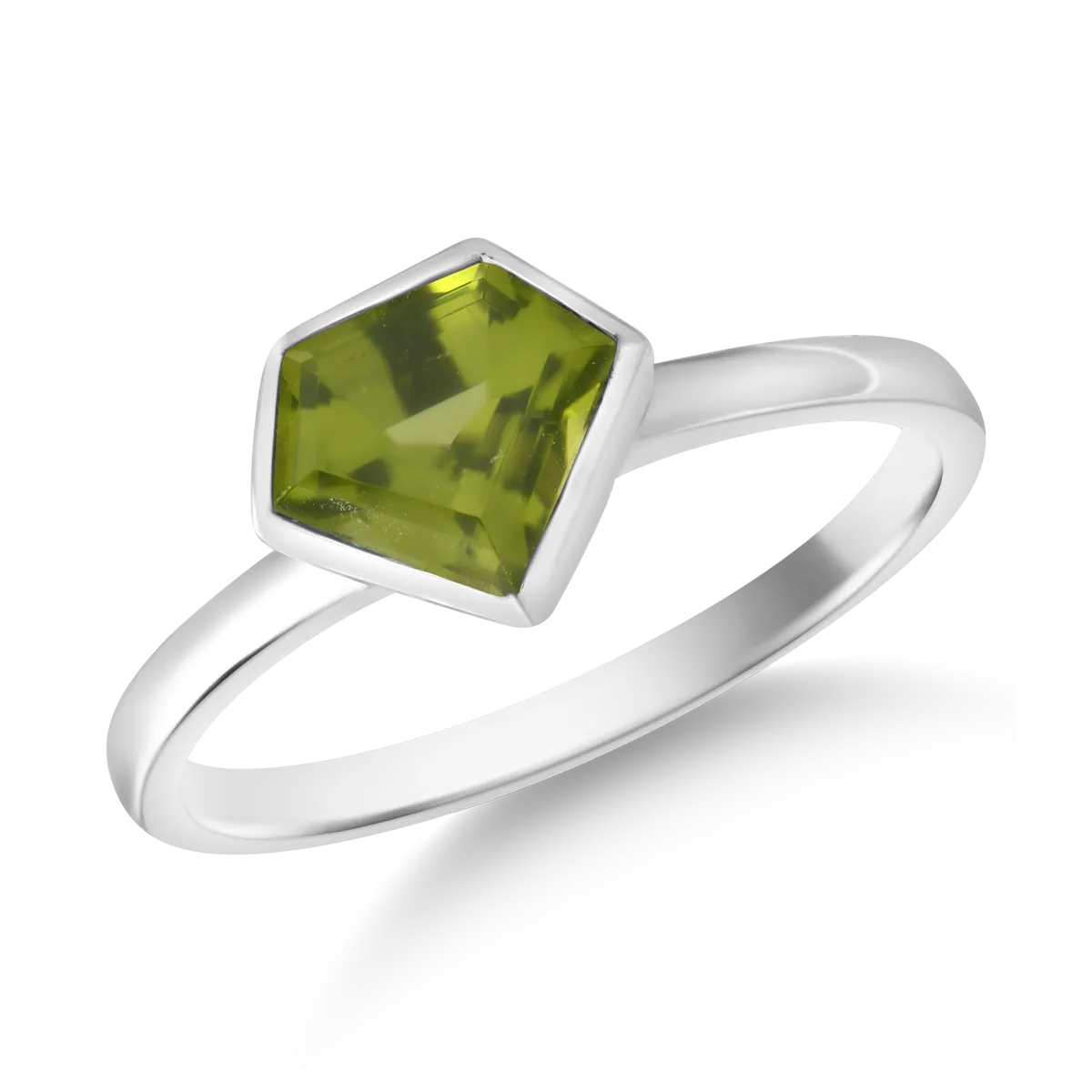 Inel din aur alb de 18K cu peridot de 1.5ct