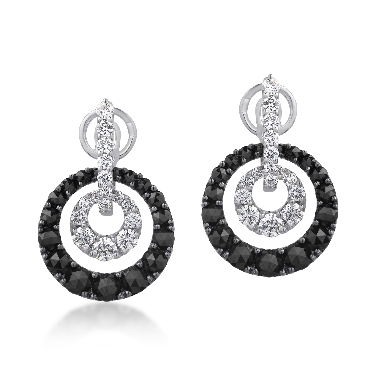 18K white gold earrings with 4.86ct black diamonds and 1.96ct clear diamonds