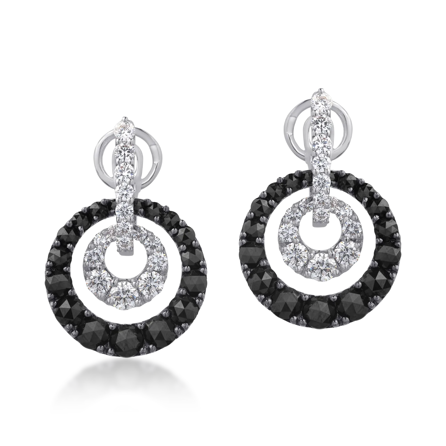 Cercei din aur alb cu diamante negre de 4.86ct si diamante transparente de 1.96ct