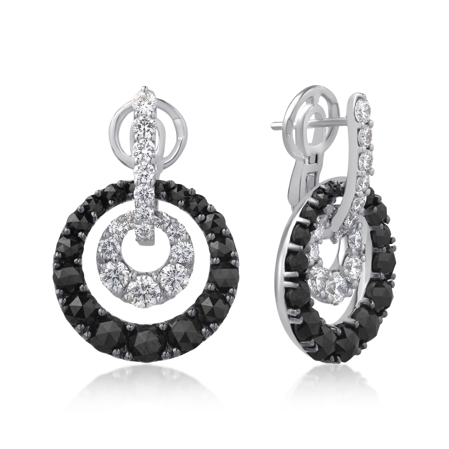 Teilor Cercei din aur alb cu diamante negre de 4.86ct si diamante transparente de 1.96ct