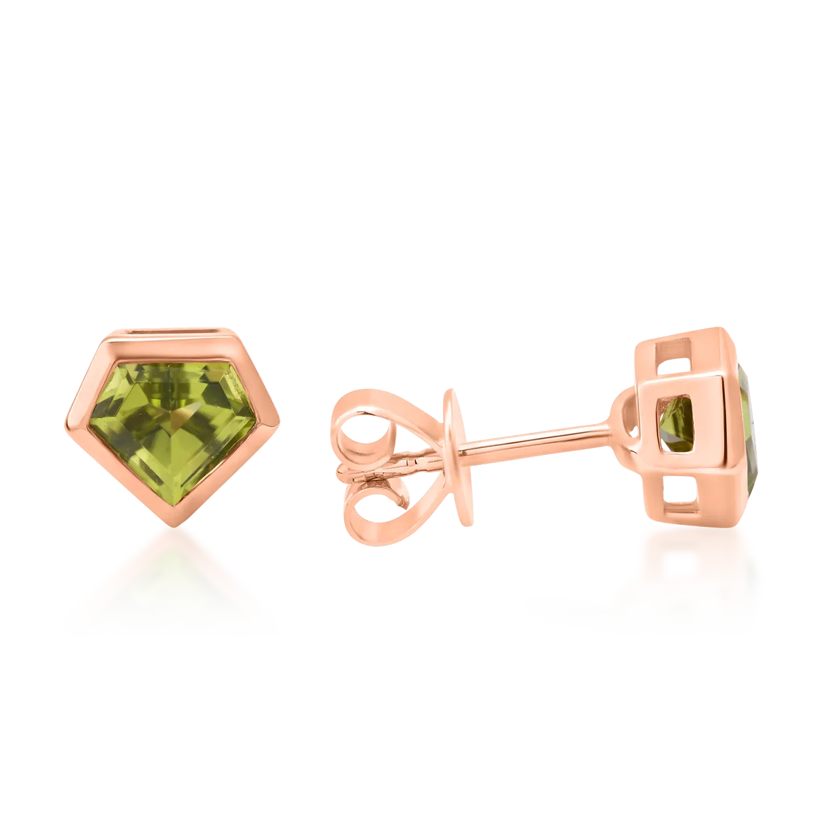 Обеци от 18K розово злато с перидоти от 1.28ct
