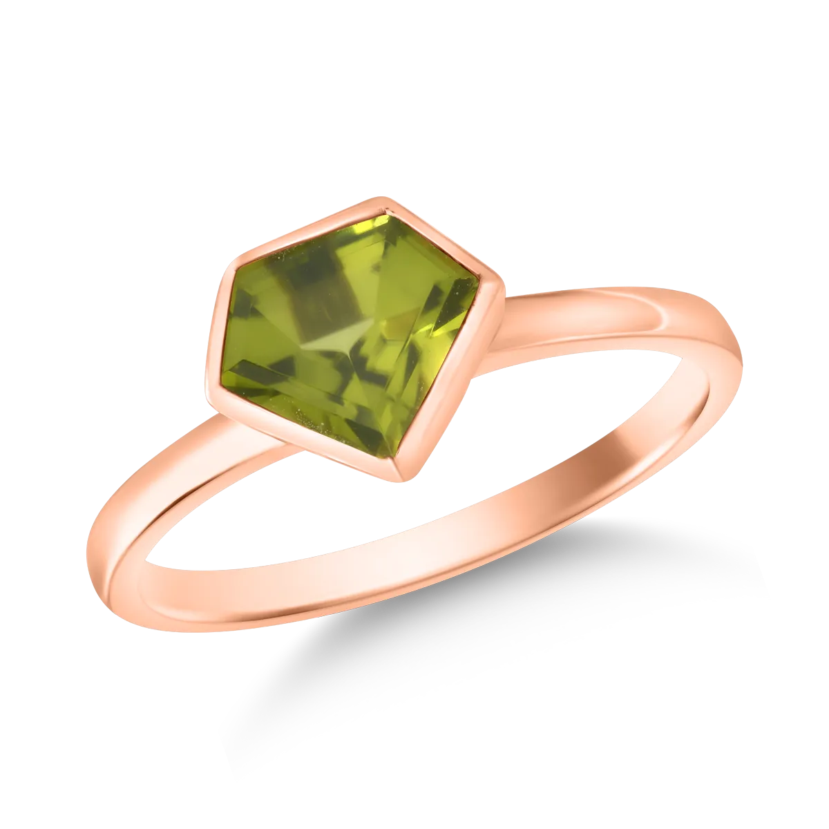 18K rose gold ring with 1.43ct peridot