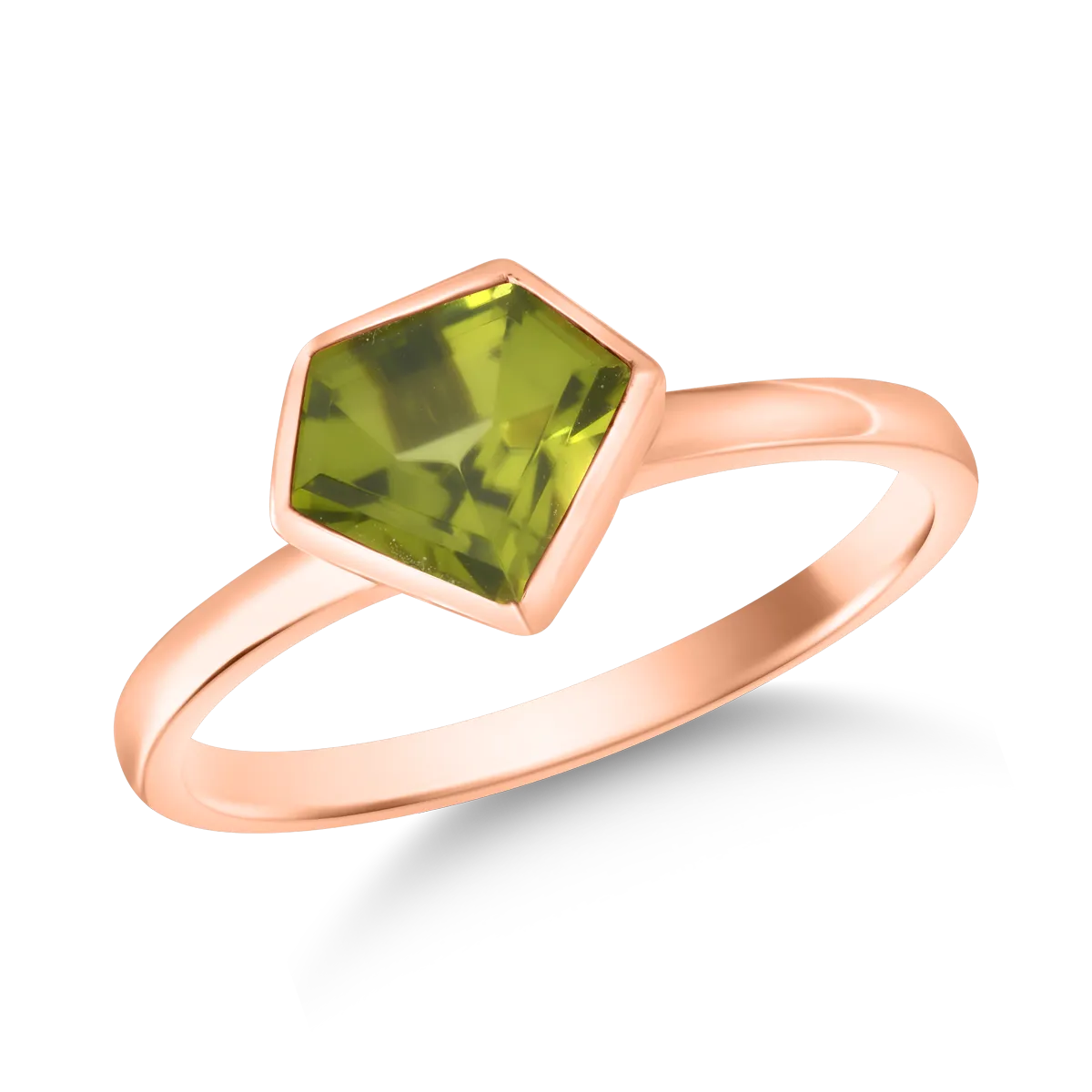 18K rózsaszín arany gyűrű 1.43ct peridottal