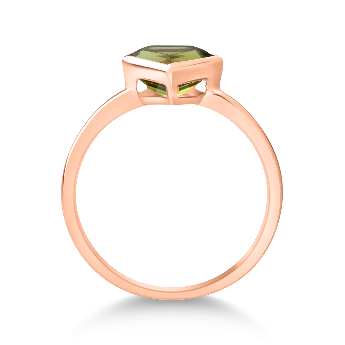 Inel din aur roz de 18K cu peridot de 1.43ct