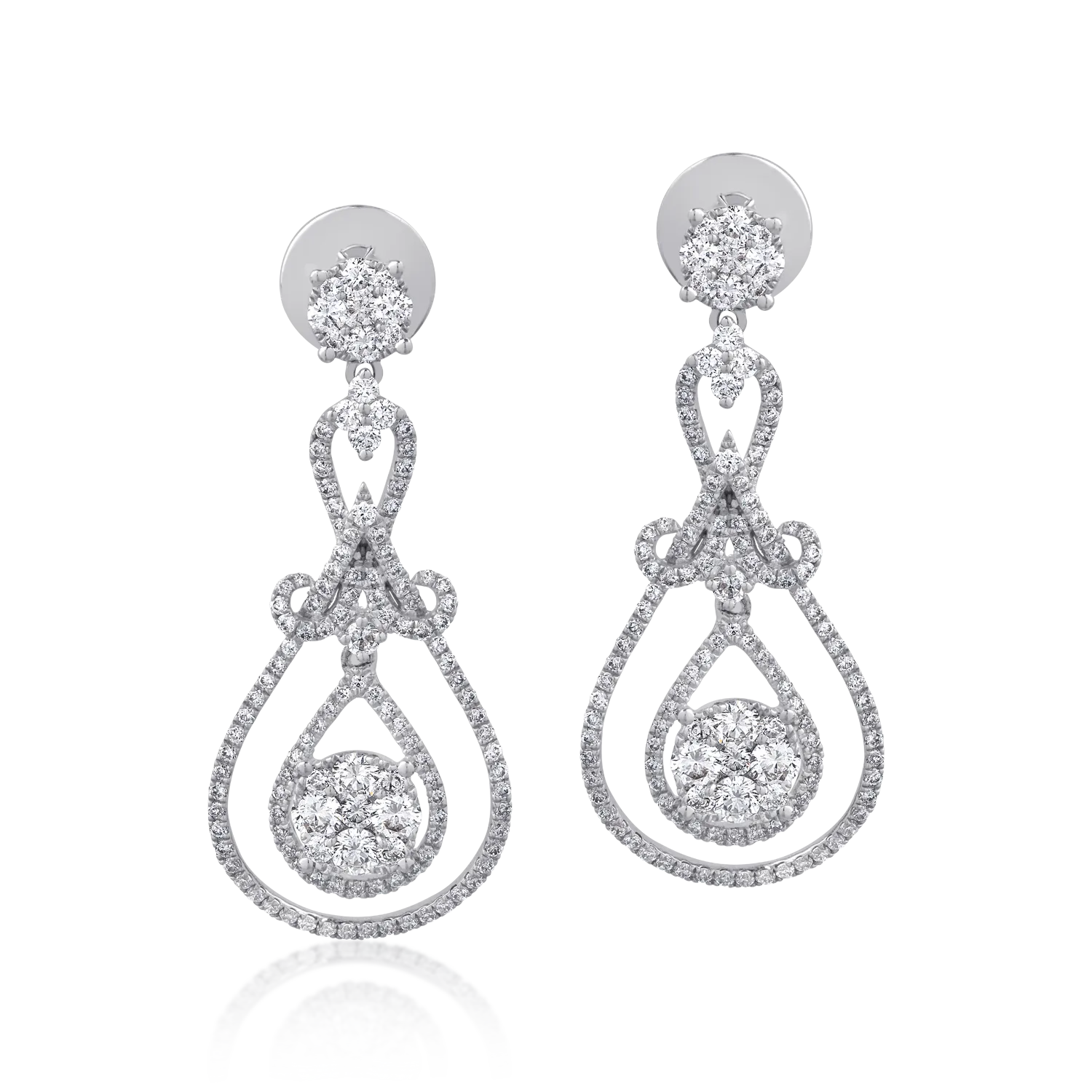 18K white gold earrings with 2.08ct diamonds