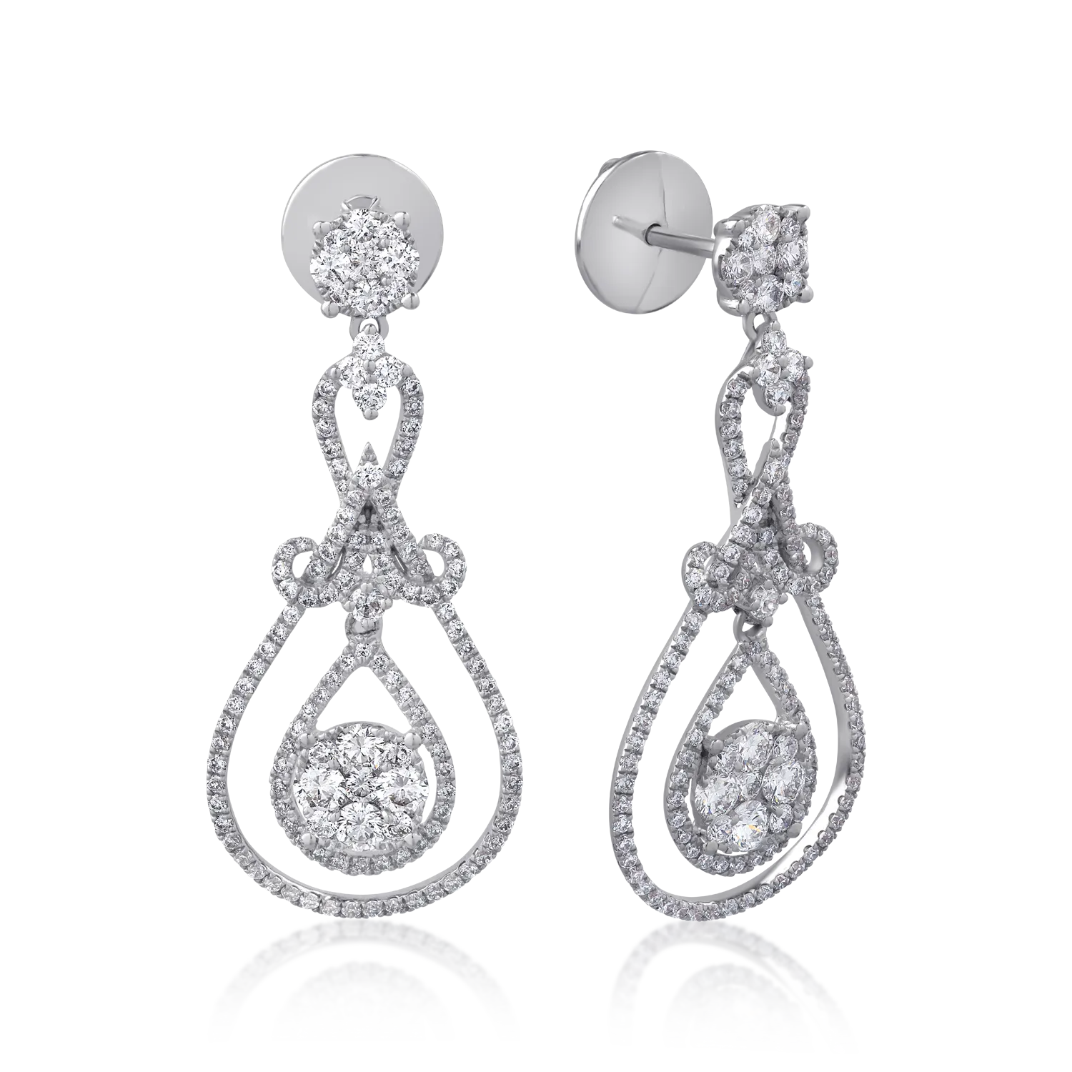 18K white gold earrings with 2.08ct diamonds