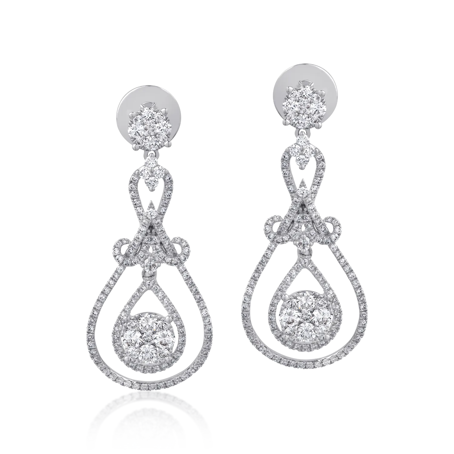 Cercei din aur alb cu diamante de 2.08ct