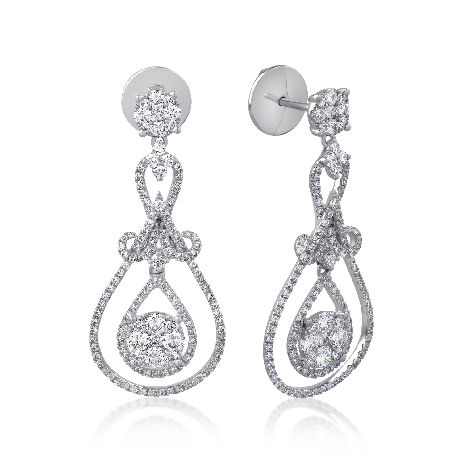 Обеци от бяло злато 18K с диаманти 2.08ct
