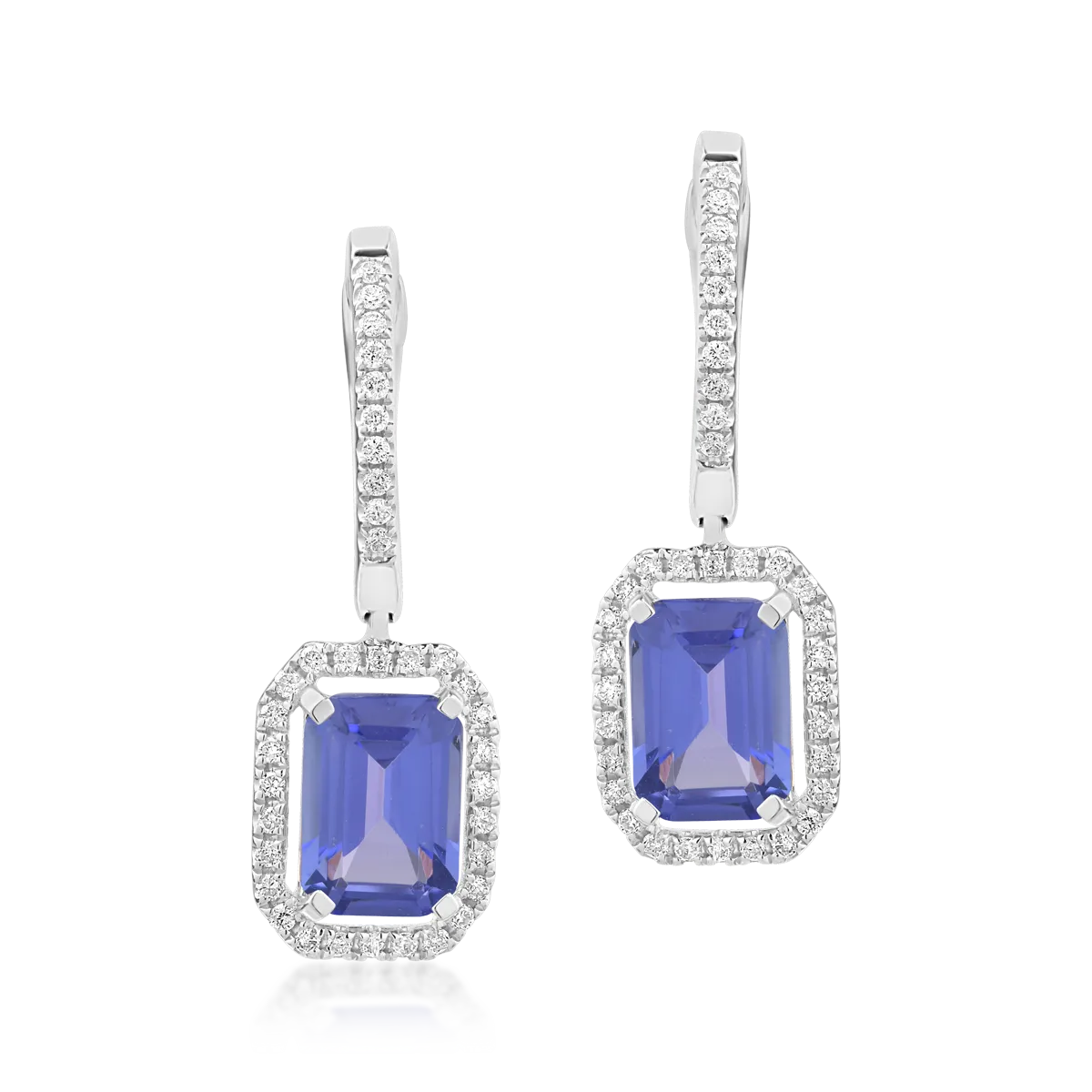 18K white gold earrings with 2.23ct tanzanite and 0.23ct diamonds