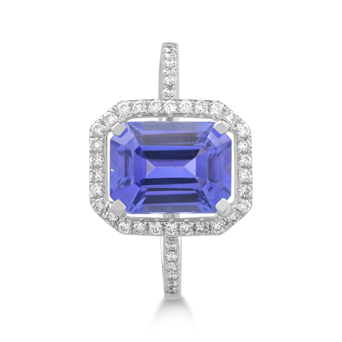 18k fehér arany gyűrű a Tanzanite-val 2.06ct és gyémánt 0,231ct