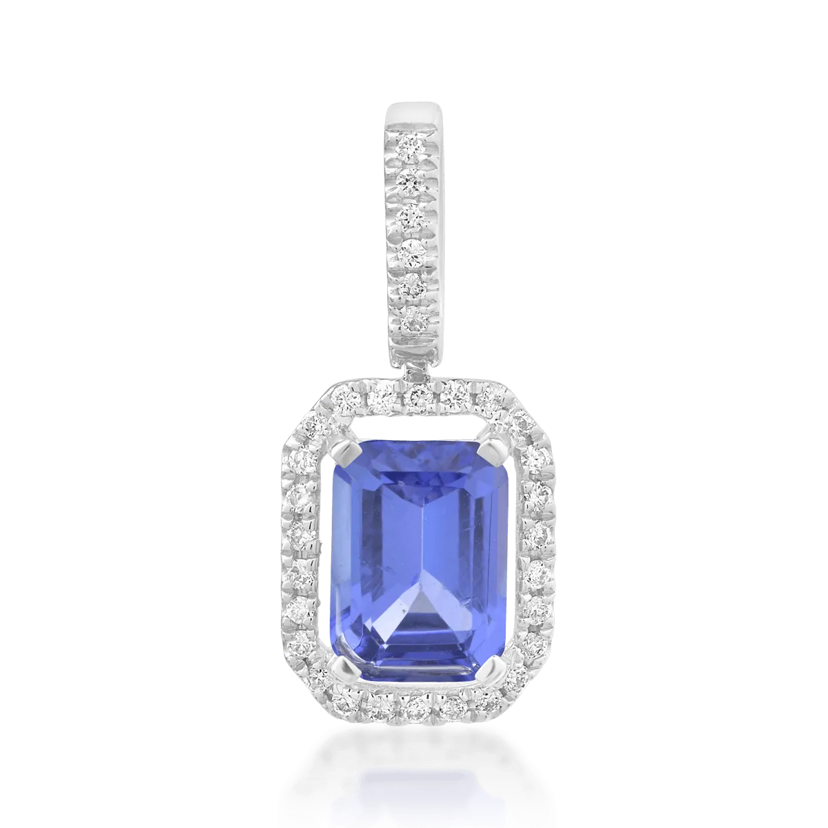 Pandantiv din aur alb de 18K cu tanzanit de 1.201ct si diamante de 0.095ct-112355
