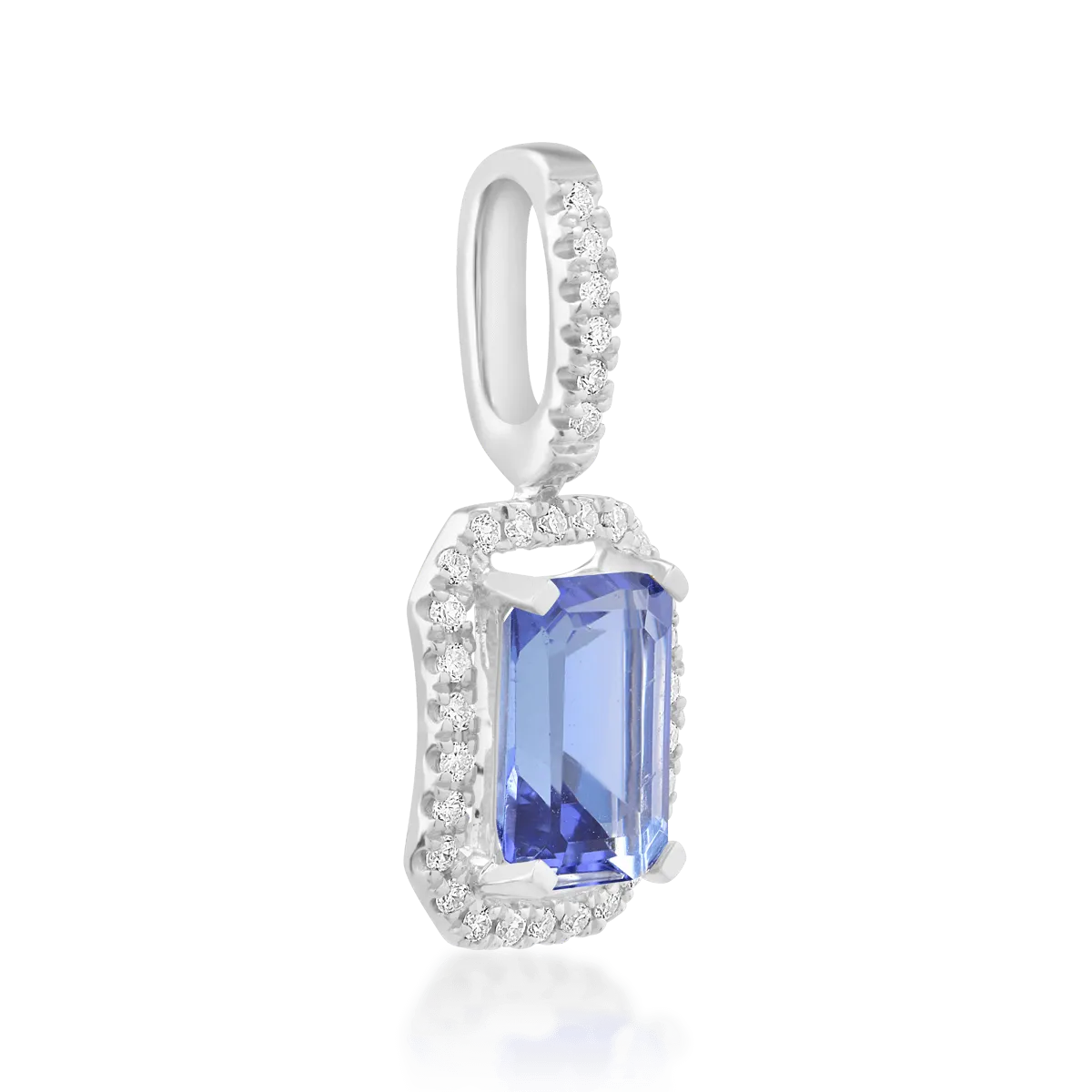 Pandantiv din aur alb cu tanzanit de 1.201ct si diamante de 0.095ct