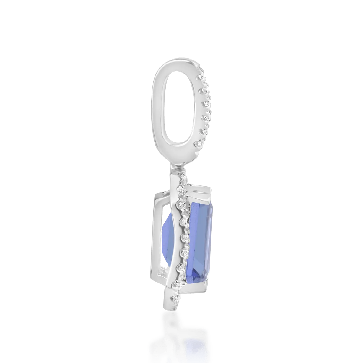 Pandantiv din aur alb cu tanzanit de 1.201ct si diamante de 0.095ct