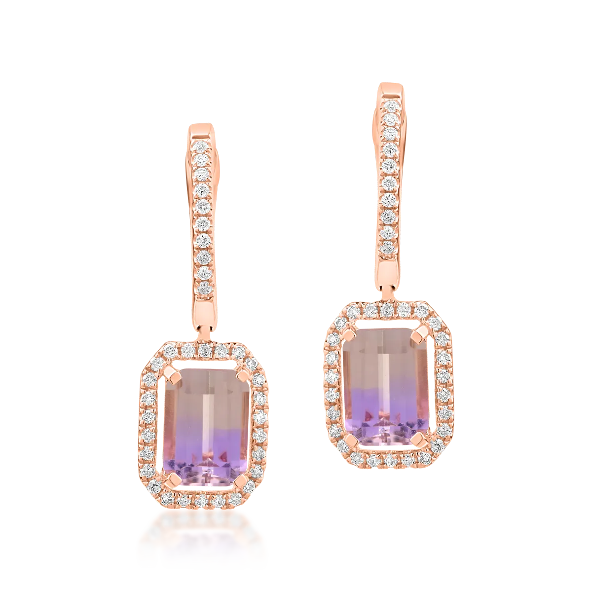 18K rose gold earrings with 2.013ct ametrines and 0.22ct diamonds