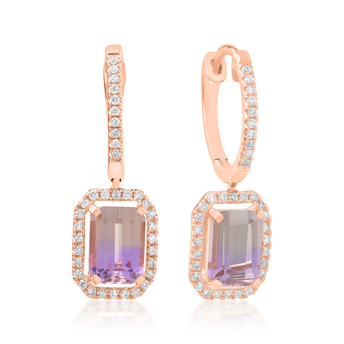 Обеци от 18K розово злато с 2.013ct аметрини и 0.22ct диаманти
