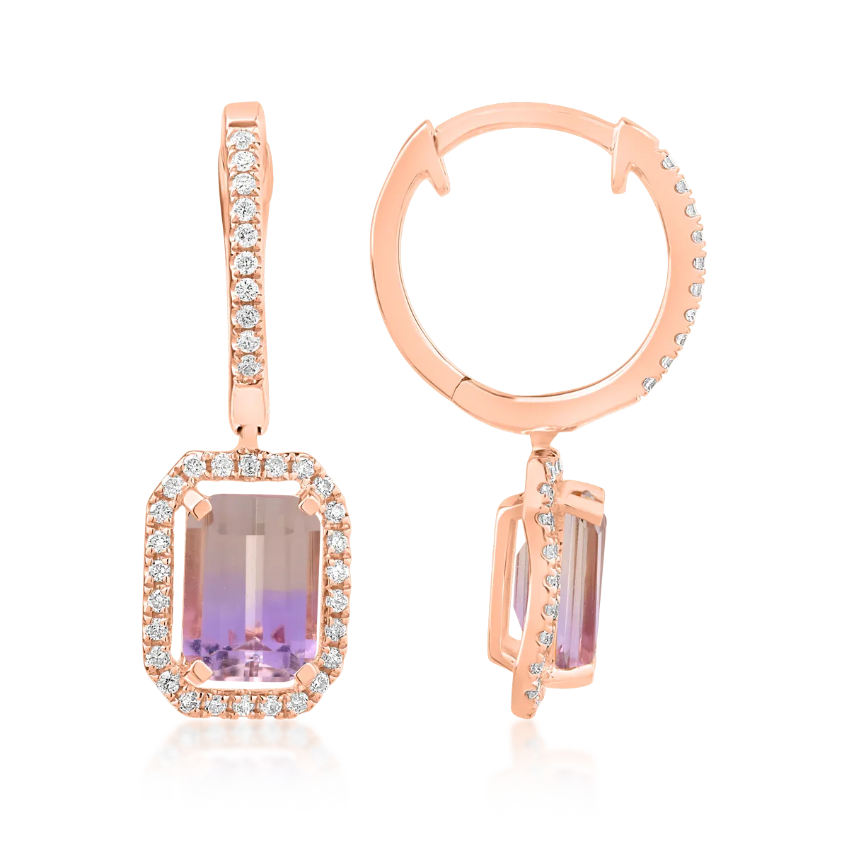Обеци от 18K розово злато с 2.013ct аметрини и 0.22ct диаманти