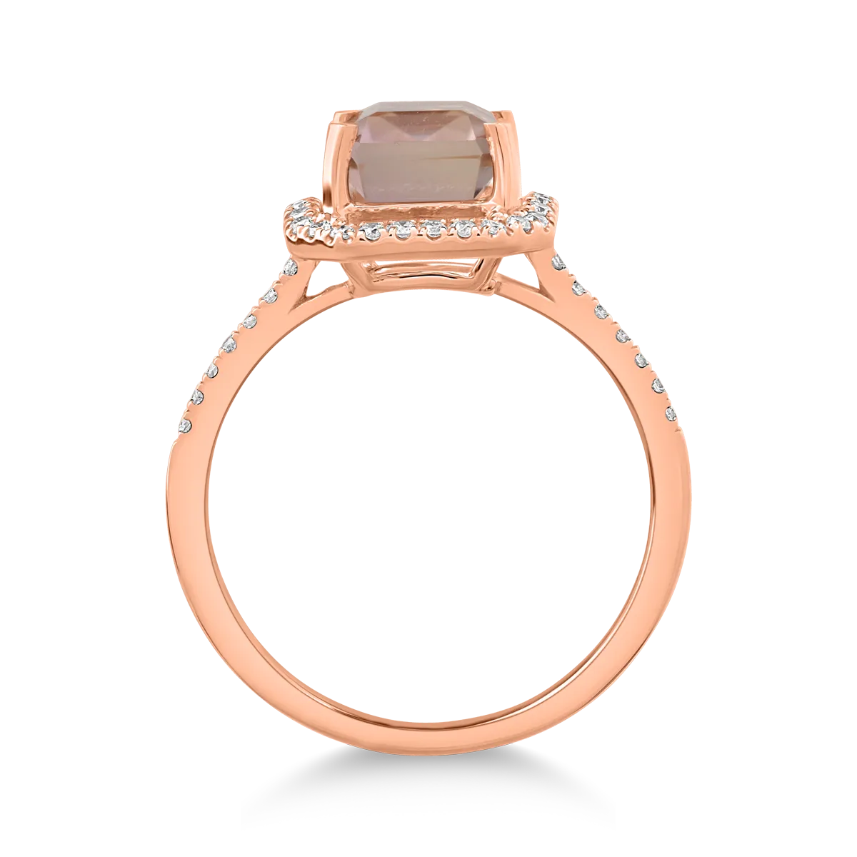 Pierścionek z 18K różowego złota, ametryn 2.3kr i diamenty 0.219kr