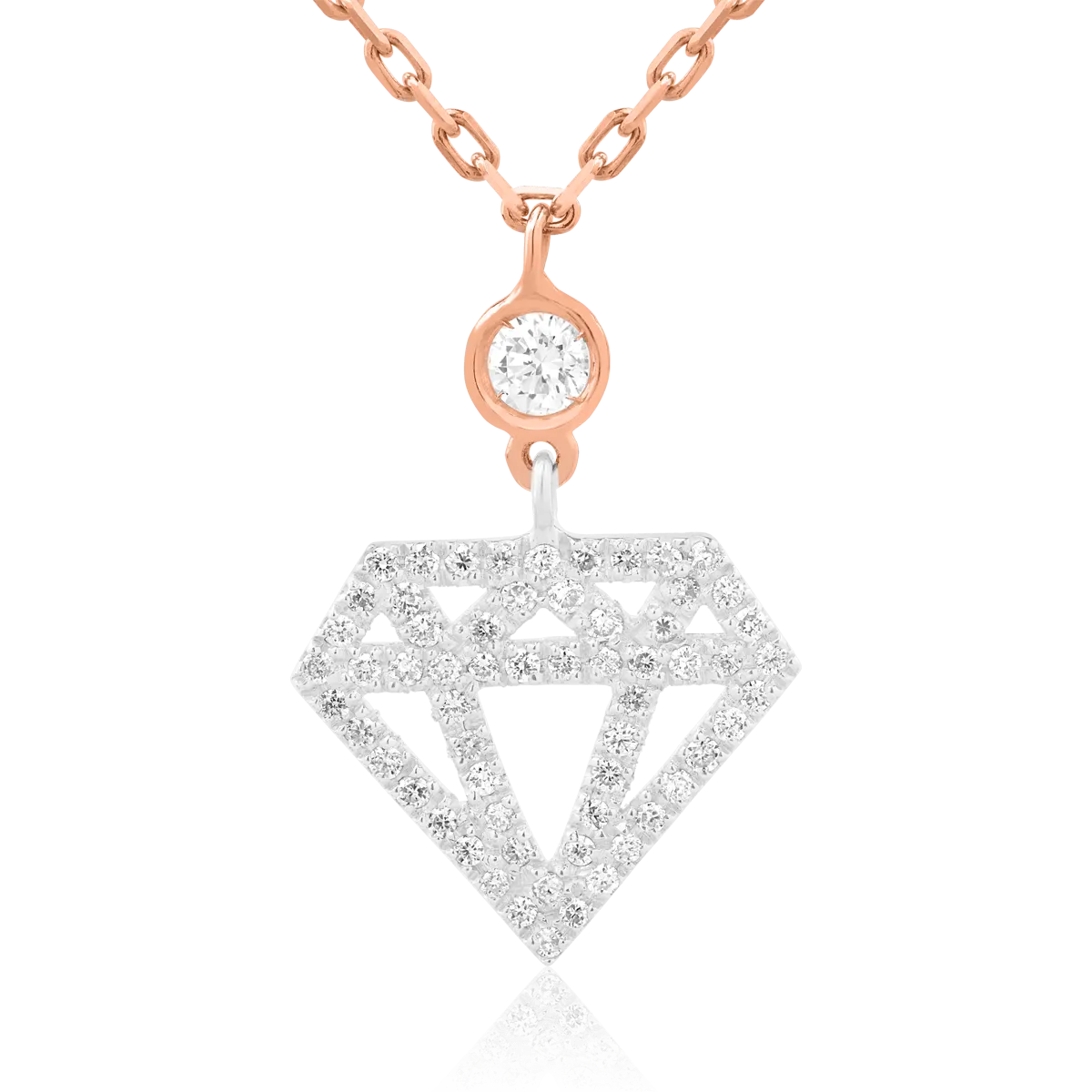 18K white-rose gold pendant necklace with 0.29ct diamonds