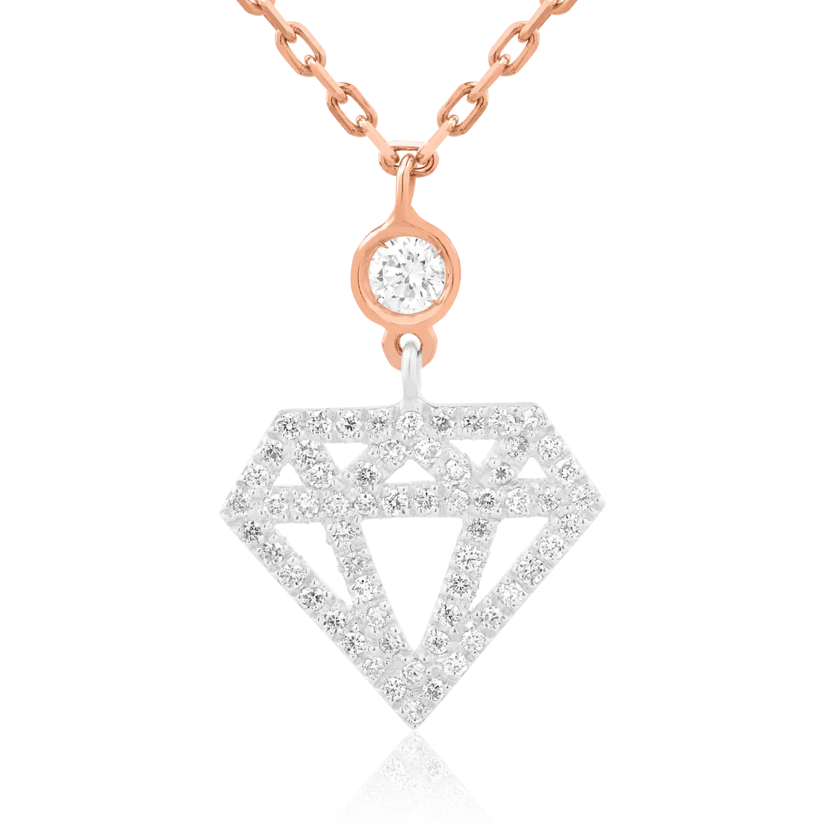 Lant cu pandantiv din aur alb-roz cu diamante de 0.29ct