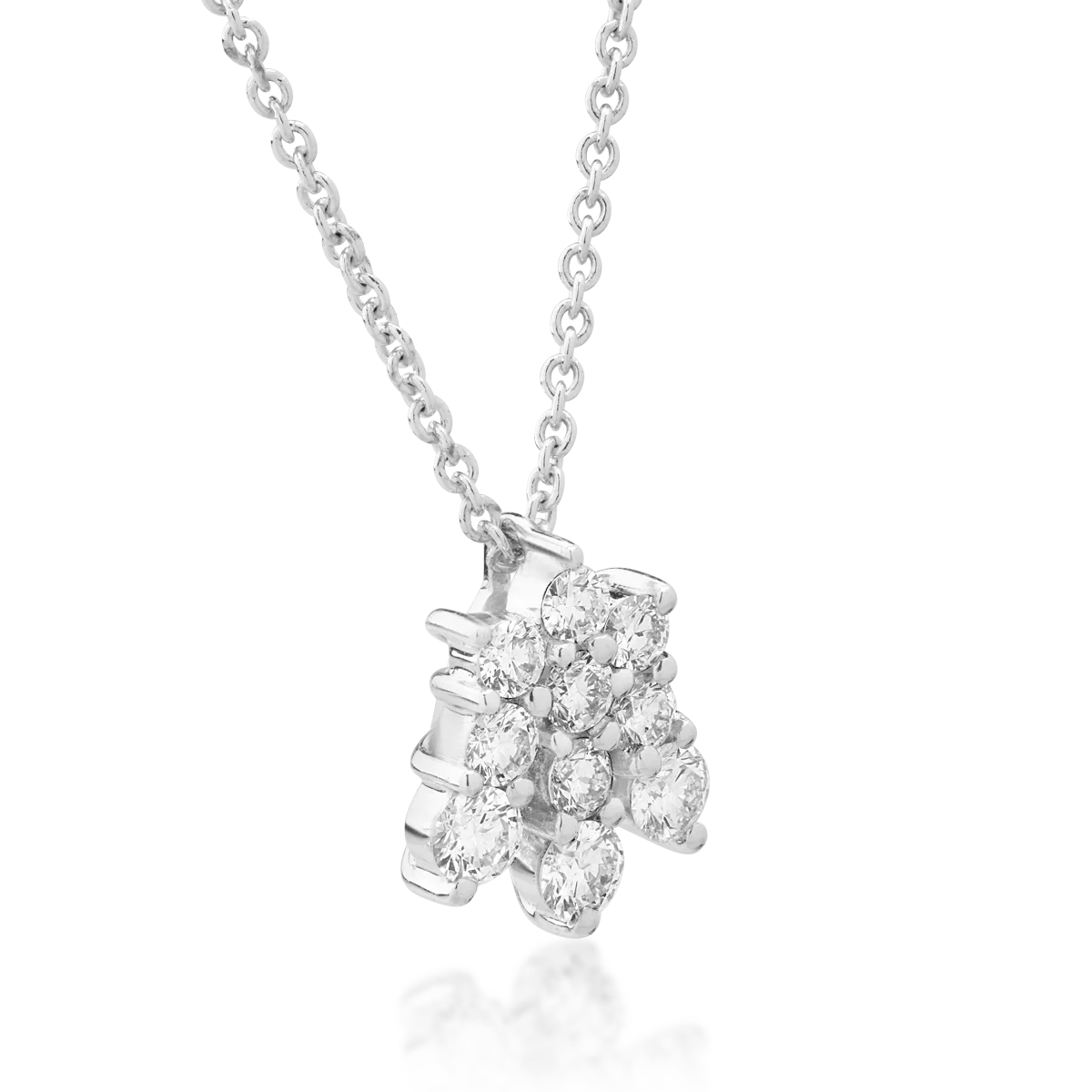 Lant cu pandantiv din aur alb de 18K cu diamante de 0.46ct