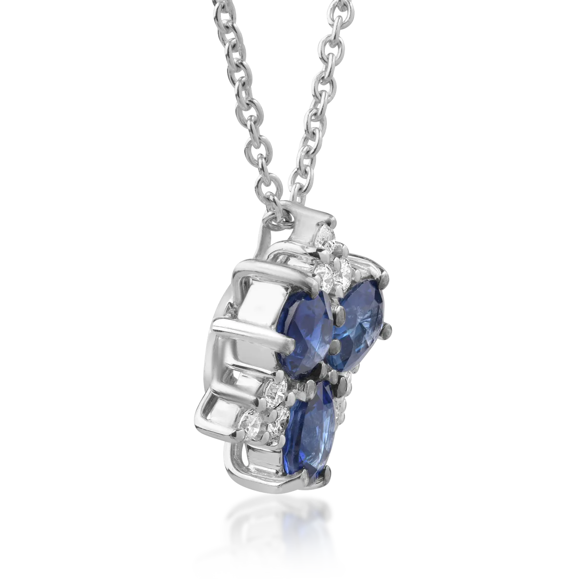 Lánc 18k-os fehér arany panda 1,65ct zafír és gyémánt 0.17ct