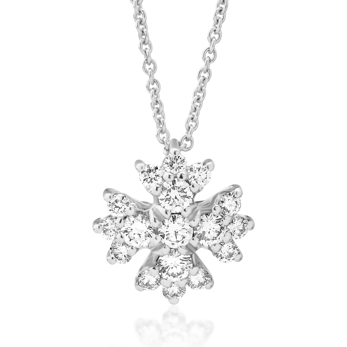 Lant cu pandantiv din aur alb de 18K cu diamante de 0.58ct-112403
