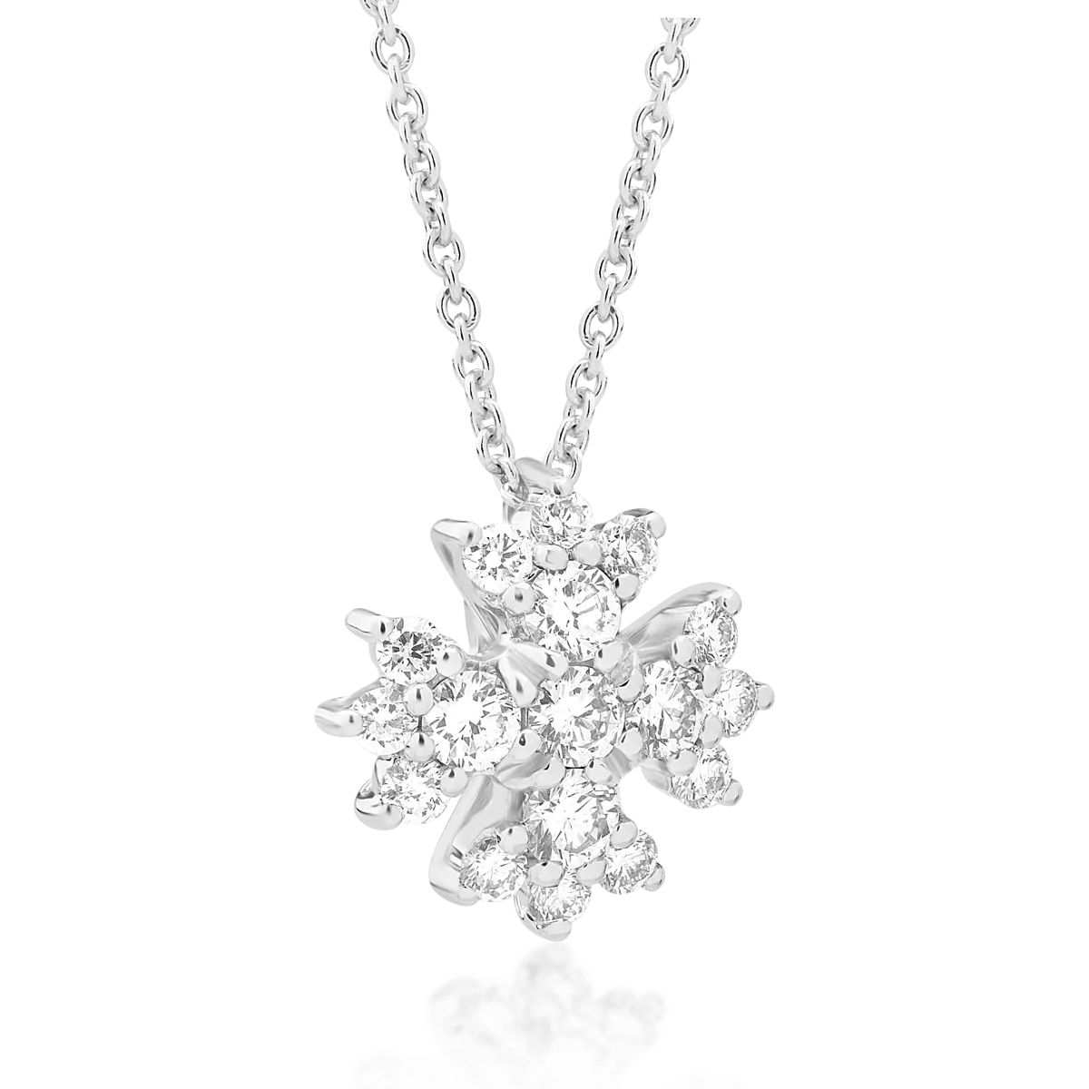 Lant cu pandantiv din aur alb de 18K cu diamante de 0.58ct