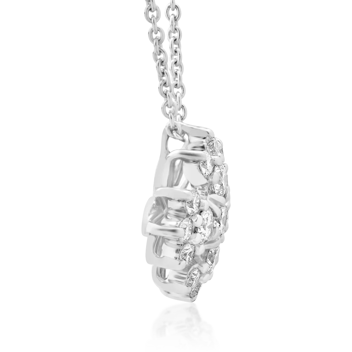 Lant cu pandantiv din aur alb de 18K cu diamante de 0.58ct