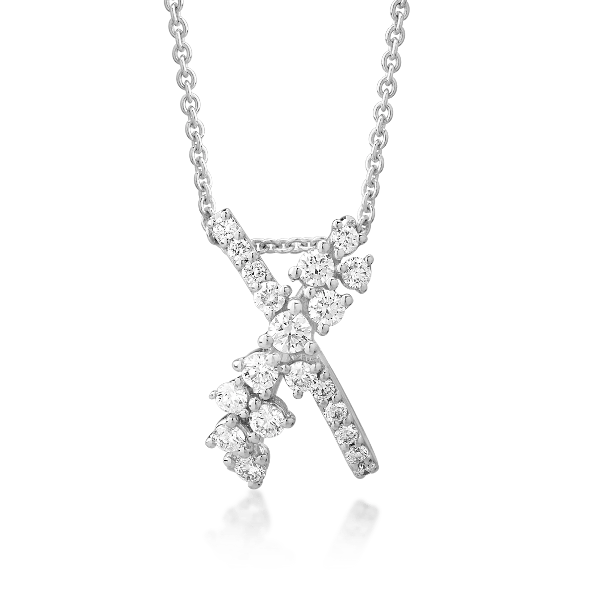 18K white gold pendant chain with 0.44ct diamonds
