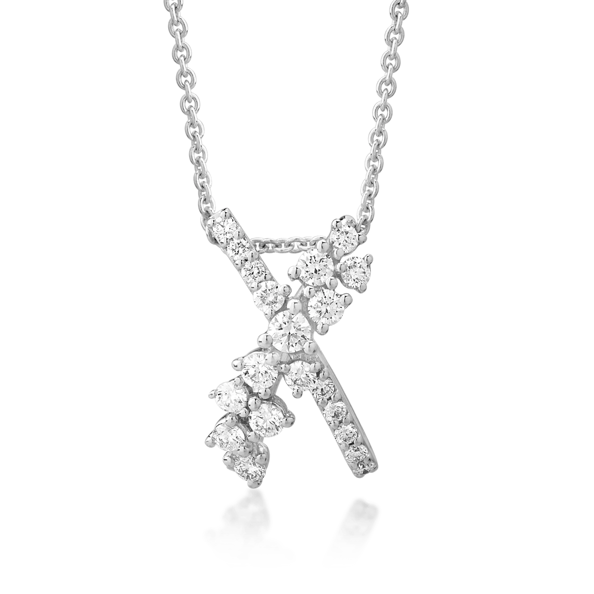Lant cu pandantiv din aur alb de 18K cu diamante de 0.44ct-112409