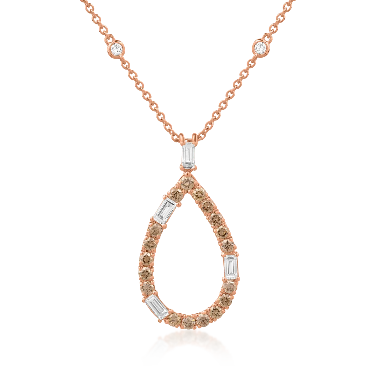 18K rose gold pendant necklace with 1.41ct diamonds