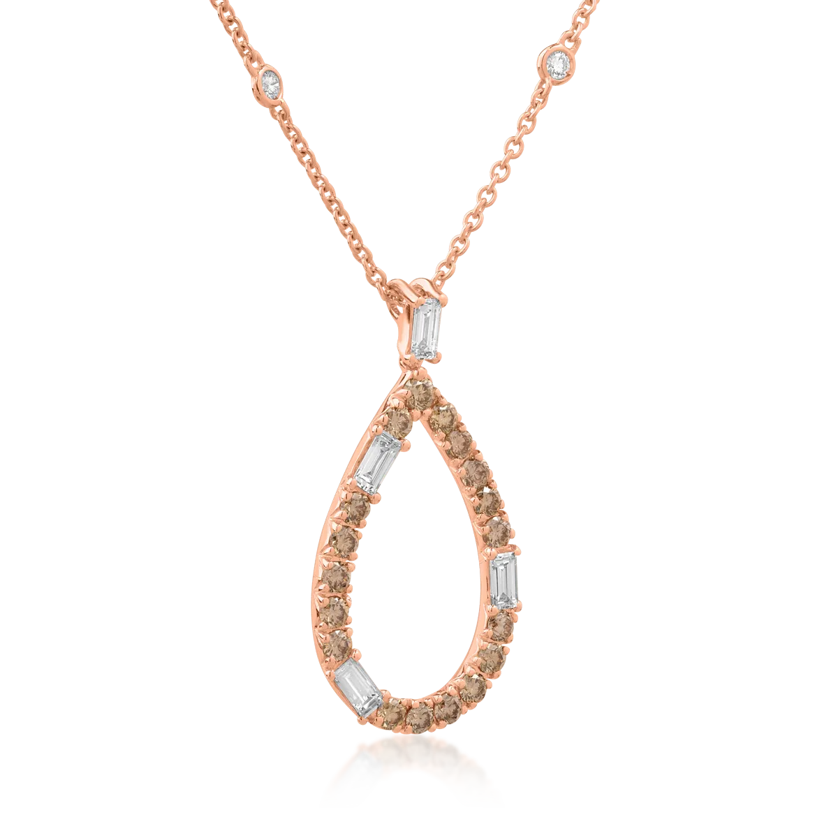 18K rose gold pendant necklace with 1.41ct diamonds