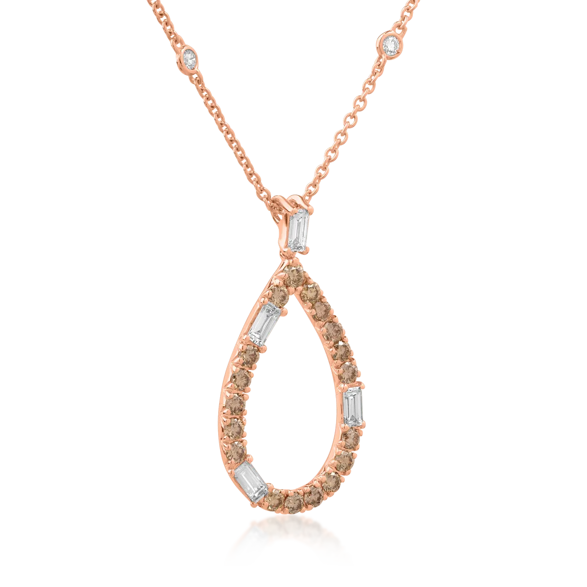 Lant cu pandantiv din aur roz de 18K cu diamante de 1.41ct